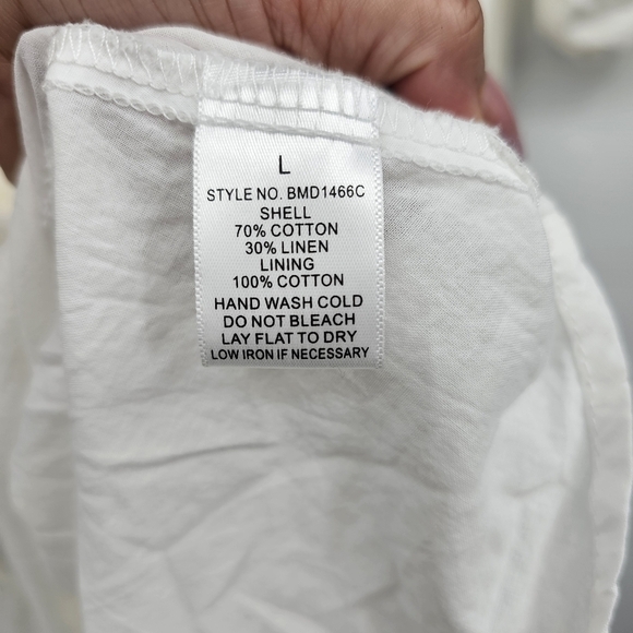 Altar’d‎ State White Cotton Linen Peasant Tiered Dress Size L – Puff Sleeve Boho - Picture 7 of 7